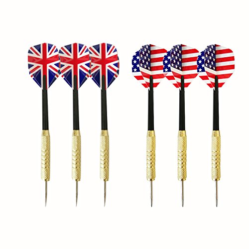 Dart Board, Dart Game Set with 6 Metal Darts and Double-Sided Flocking Dartboard (18 Inches)