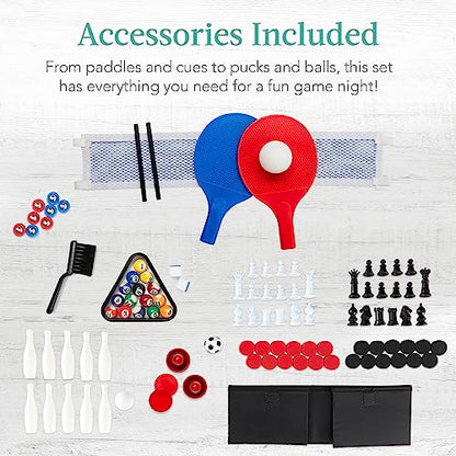 Best Choice Products Multi-Game Table Series – Interactive Game Tables for Kids with Foosball, Air Hockey, Billiards, Ping Pong & More | Childrens - color: 11-in-1 Light Wood