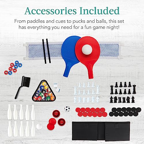 Best Choice Products Multi-Game Table Series – Interactive Game Tables for Kids with Foosball, Air Hockey, Billiards, Ping Pong & More | Childrens - color: 11-in-1 Light Wood