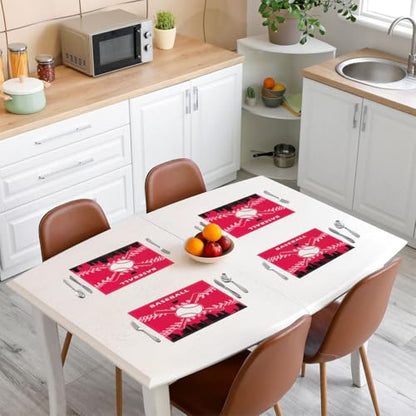 Erosebridal Baseball Placemats Set of 4 for Boys,Kids Softball Place Mats 12x18 inch,Red Black Baseball Player Table Mats,Sports Game Meal Mats for Dining Table - color: Cincinnati