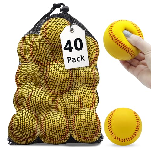 Magicorange Baseball,Foam Baseballs Training Baseballs Unmarked Practice Baseball for Hitting, Soft Toss, Batting, Fielding, Pitching - color: Yellow, size: 40 Pack