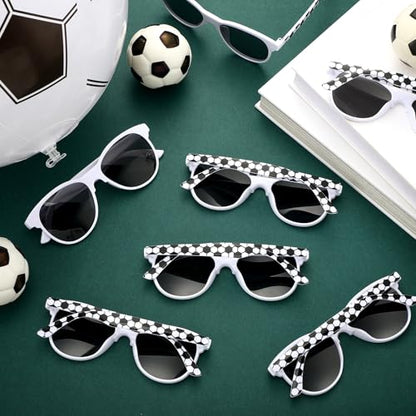 48 Pcs Soccer Party Supplies Set Soccer Inflatable Balls 12 Inch Sports Beach Balls with Glasses for Birthday Parties Sports Events and Summer Lawn Backyard Pool Party Gifts Favors - style: Soccer