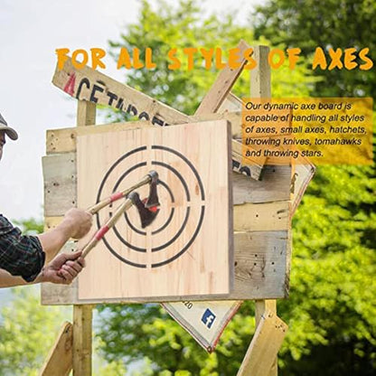 Wooden Axe Throwing Target with Handle & Chain Knife Throwing Target with KnifeThrowing with Steel Chain