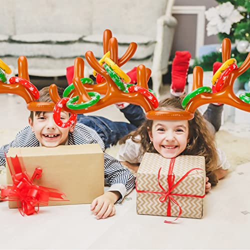 Max Fun Inflatable Reindeer Antler Ring Toss Christmas Games Indoor Outdoor Party Games Hat for Xmas Gifts Holiday Party Supplies Favors Games for Family - style: Style A -2PACK