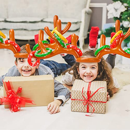 Max Fun Inflatable Reindeer Antler Ring Toss Christmas Games Indoor Outdoor Party Games Hat for Xmas Gifts Holiday Party Supplies Favors Games for Family - style: Style A -2PACK