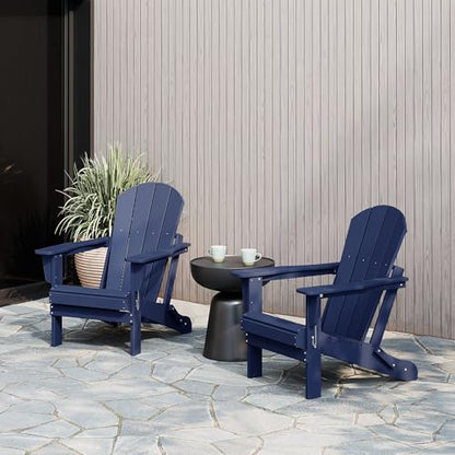 WestinTrends Malibu 2 Piece Set Outdoor Folding Poly Adirondack Chair, Navy Blue - color: Navy Blue, size: 2 Chair