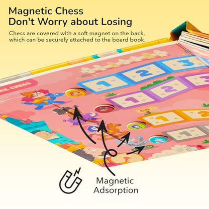 Mideer 6-in-1 Magnetic Travel Games for Kids Ages 3-8, Portable Board Game Book Set - Snakes Ladders, Ludo & More, Travel Essentials for Road Trip Airplane Camping, Educational Toys, Idea