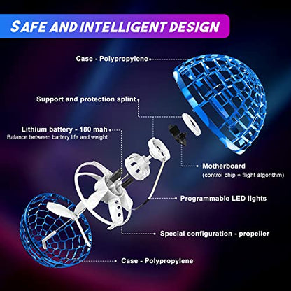Fly Orb Hover Ball Floating Boomerang Spinner Drone Balls - Cool Toys Gifts for 6-15 Year Old Boys & Girls (Blue) (Blue_01) - color: 2026-blue