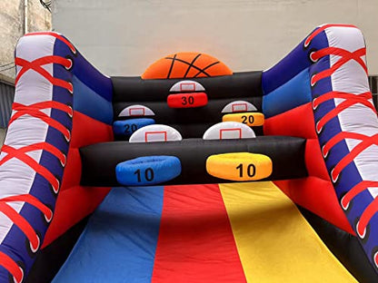 Inflatable Basketball Hoop Shot Inflatable Party Basketball Game | 10' L x 13' W x 10' H | with 5 Hoops, 4 Balls, Air Blower, Stakes for Birthday Parties, Lawn Games, School Events