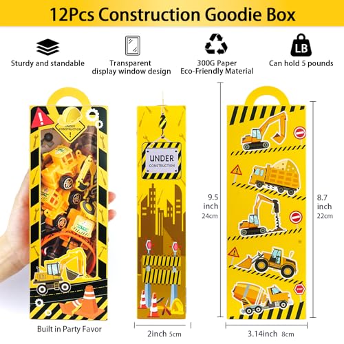 Construction Party Favors - for 12Guests, Construction Birthday Party Decorations Supplies, Construction Theme Toys for Goodie Bag Stuffer, Pinata Filler Gifts - style: Construction Party Favors