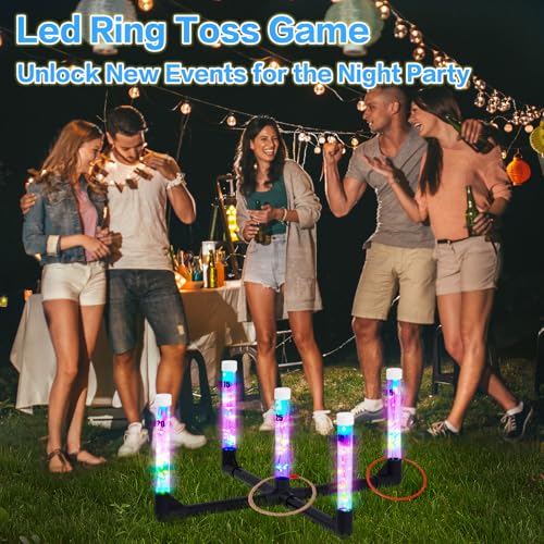Outdoor Games Ring Toss Games Glow in Dark, Yard Games for Adults and Family