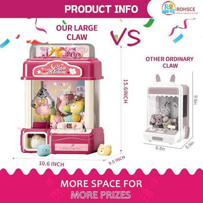 Interactive Claw Toy Arcade Machine with Prizes, Kids Vending Machine with Lights, Music, Plush Toys & Capsules, Mini Claw Machine USB Rechargeable, Birthday Gift for Girls Ages 6-12 - style: Large Dreamy Unicorn