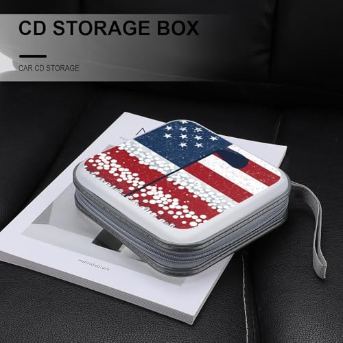 Golf with U.S. Flag Funny CD Case 40 Capacity DVD Storage Holder Portable Disc Wallet Organizer Bag for Home Travel