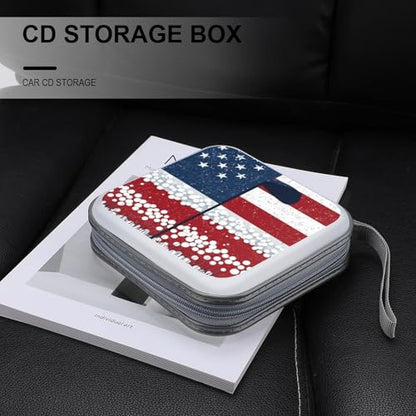 Golf with U.S. Flag Funny CD Case 40 Capacity DVD Storage Holder Portable Disc Wallet Organizer Bag for Home Travel