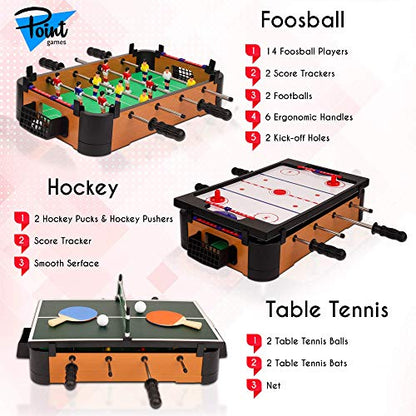 Point Games Hockey Table, Mini Table Games for Kids, Arcade Game for Boys & Girls, Great Gift fro Children Ages 3+ - style: 3in1