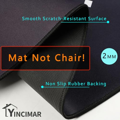 Yincimar Gaming Chair Mat for Hardwood Floor,Anti-Slip Floor Protector Game Controller Rubber Gaming Computer Chair Mat for Gaming Room Home Office Decor (Round 47 inches,Black)