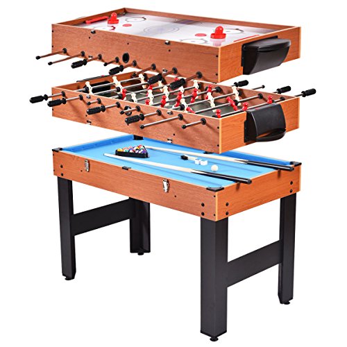 New 48" 3-in-1 Multi Combo Game Table Foosball Soccer Billiards Pool Hockey for Kids