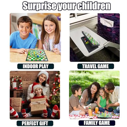KIDAMI Mini Magnetic Snakes and Ladders Board Game Set, Folding Portable Design and Light-Weight, Travel Game Set Gift for Kids Toddlers (7.64 × 7.64 inches) - color: Snakes & Ladders