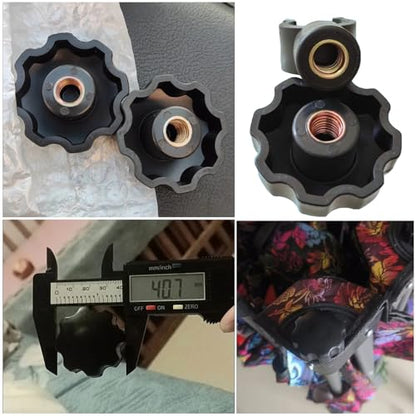 4 Set Collapsible Wagon Cart Star Knobs Replacement 8mm Female Threaded Knob Nuts Tightening Screw with Folding Utility Wagon Table Top Bracket Clips for Collapsible Wagons Carts with Wheels