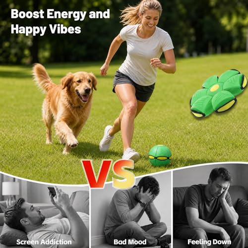 Magic Metaball, Magic Bouncing Ball, Magic Flying Saucer Interactive Pop-Up Transform Toy, Family Interaction Green Bouncy Ball, Collapsible Time Delay Frisbee Flying Disc Toy with 6 Light - color: Green