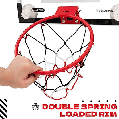 Indoor Mini Basketball Hoops Backboard with Powerful Suction Cups,Wall Mounted Door Basketball Hoops,Toys with Balls Gifts for Kids Boys Teens (43x30CM) (Black-White-1) - color: Black-white-1