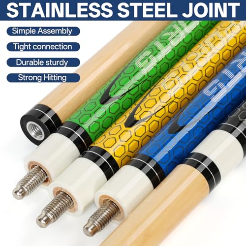 Pool Cues Set of 5/4/1, Pool Sticks for Adults 58 48 Inch 15 18 19 20 21oz Maple Wood Billiards Cue Sticks, for Professional Billiard Players Bars Home Hall Table Sport - color: 48inch 15oz Coloful-4-Cue-Set