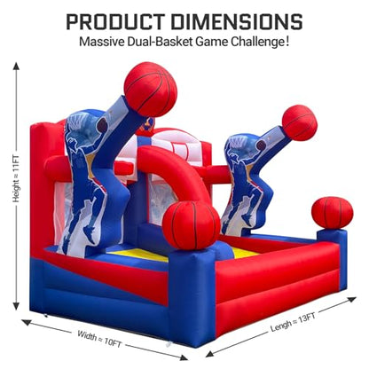 OZIS Inflatable Basketball Hoop Shoot Game, Interactive Inflatable Party Basketball Game Portable with 4 Balls & Blower Easy Set-Up Ideal for Outdoors Parties, Sports Events, Backyard Play
