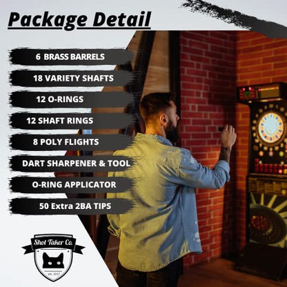 Soft Tip Darts Set - Professional Darts with Customizable Configuration, Aluminum & Plastic Shafts, O-Rings, Flights, Dart Tool, 50PC Extra 2BA Tips - color: 19g-Black C-STC10443