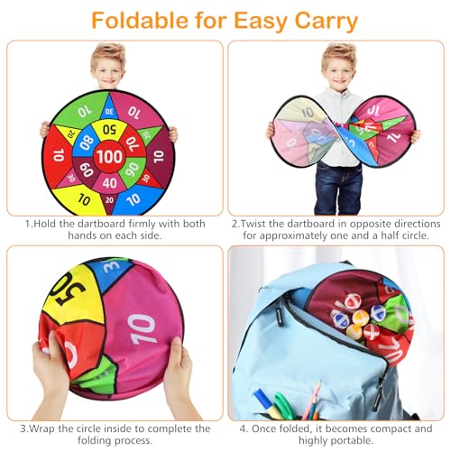 Accmor 28" Large Dart Board for Kids, Kids Dart Board with Sticky Balls, Backyard Indoor Outdoor Games Birthday Gifts for 3 4 5 6 7 8 9 10 11 12 Year Old Boys Girls
