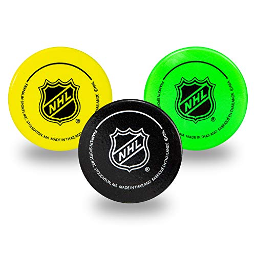 Franklin Sports Mini Foam Hockey Pucks - Indoor Knee Hockey Pucks for Kids - 3 Soft Foam Pack - Assorted Colors - size: One Size