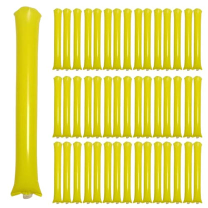 48pcs Round Head Boom Sticks Thunder Sticks Cheering Sticks Team Spirit Plastic Cheerleading Spirit Stick Clapper Inflatable Noise Maker Sports Supply (Yellow) - color: Yellow