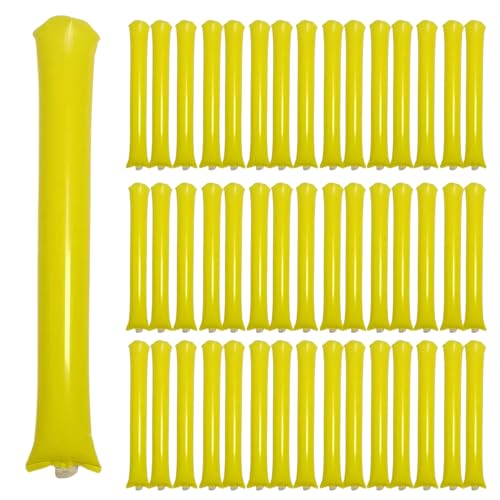 48pcs Round Head Boom Sticks Thunder Sticks Cheering Sticks Team Spirit Plastic Cheerleading Spirit Stick Clapper Inflatable Noise Maker Sports Supply (Yellow) - color: Yellow