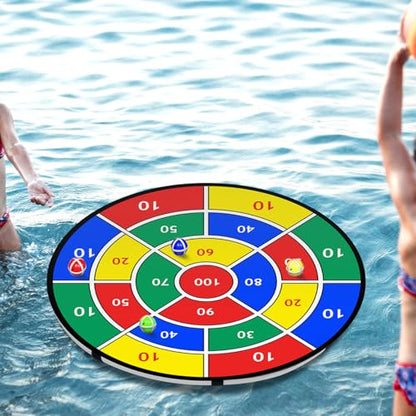 Lunmon Pool Dart Game Set 29 Inch Large Pool Game Toys Inflatable Floating Dart Board with Sticky Balls Swimming Water Indoor Outdoor Yard Playset, Summer Family Party Birthday Gift