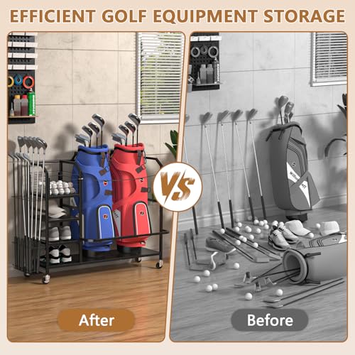 Golf Bag Storage, Big Capacity Golf Bag Organizer for Golf Bag and Equipment Accessories, Golf Organizer for Garage, Home or Club,Extra Storag
