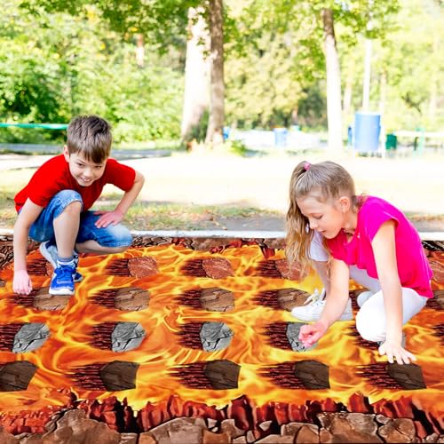Giant Floor Games - Lava Themed Pose Balance Game, Lava Party Game, Indoor Outdoor Interactive Games For Adults - Promotes Physical Activity, Family Board Gameplay Mat for Home Lawn Yard
