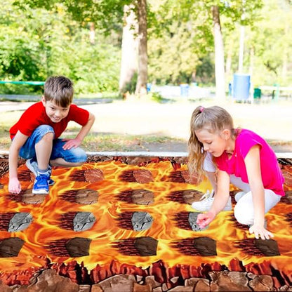 Giant Floor Games - Lava Themed Pose Balance Game, Lava Party Game, Indoor Outdoor Interactive Games For Adults - Promotes Physical Activity, Family Board Gameplay Mat for Home Lawn Yard