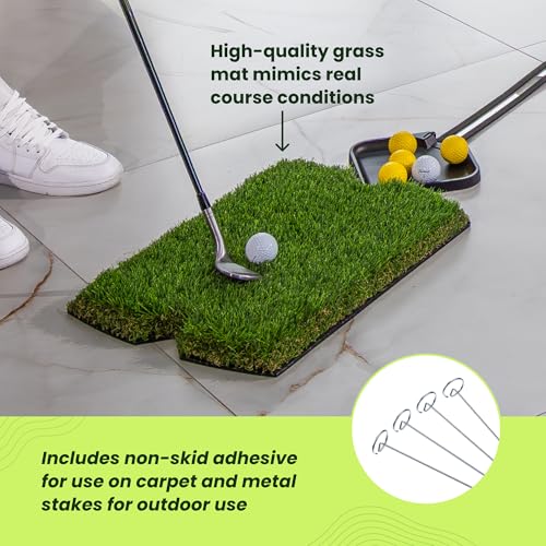 Perfect Practice Putting Mat & Chipping Net, Indoor & Outdoor Putting Green, Chipping Mat for Home & Office, Premium Golf Training Aids for Putting Practice with Realistic Turf, Golf Gifts for Men - style: Chipping Net (11')