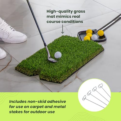Perfect Practice Putting Mat & Chipping Net, Indoor & Outdoor Putting Green, Chipping Mat for Home & Office, Premium Golf Training Aids for Putting Practice with Realistic Turf, Golf Gifts for Men - style: Chipping Net (11')