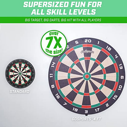 GoSports Giant 3 ft or 4 ft Cork Dartboards - Includes 12 Giant Darts and Scoreboard - New Fun Twist on Darts - style: 4 ft