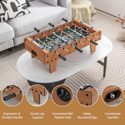 GYMAX Tabletop Foosball Game, 27” Mini Foosball Table with 2 Balls & Score Keeper, Easy Assembly Compact Indoor Table Soccer Game for Kids Adults Family