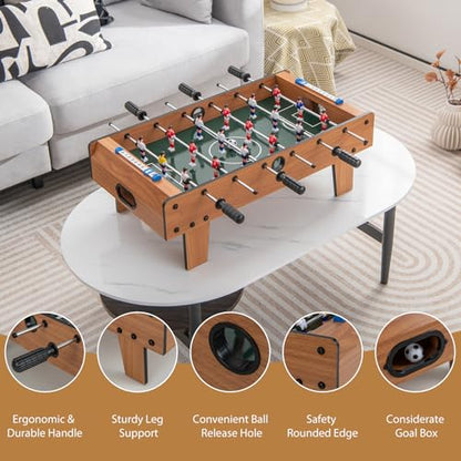 GYMAX Tabletop Foosball Game, 27” Mini Foosball Table with 2 Balls & Score Keeper, Easy Assembly Compact Indoor Table Soccer Game for Kids Adults Family
