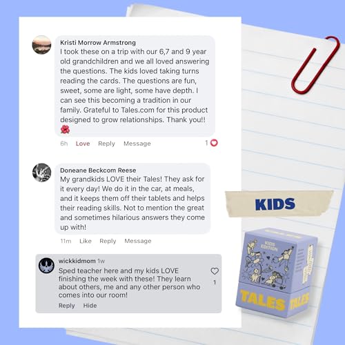 TALES 150 Conversation Cards, Kids Edition, Fun Family Games for Kids, Perfect for Dinners, Road Trips, Classrooms & Game Nights, Gifts & Gatherings, Conversation Starters to Spark Creativity - color: Kids Edition