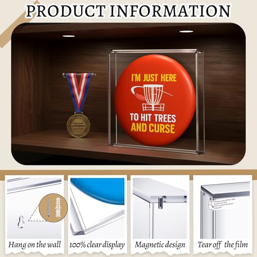 Beeveer 2 Pack Golf Disc Clear Display Case, 9 x 9 Inches Acrylic Disc Frame with Magnetic Lid Wall Mount Storage Memorabilia Protection Ideal Gifts for Golf Lover
