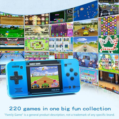 Handheld Game for Kids -Preloaded 220 Retro Video Games, Portable Gaming Player with Rechargeable Battery 3.0" LCD Screen, Mini Arcade Electronic Toy Gifts for Boys Girls (Blue) - style: Blue