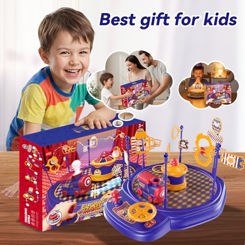 Train Toy & Car Race Track Board Game for Kids – Floating Ball Challenge with Lights & Sounds STEM Toy, Enhances Focus & Coordination, Gift for Boys Girls Ages 4 5 6 7 8
