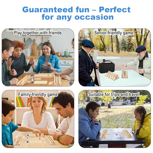 Rummy Cube Game 6 Players with 160 Rummy Tiles, 6 Wooden Racks, Rummy Travel Game Set with Zippered Case, Hourglass and Dice, Classic Family Board Game for Adults Kids