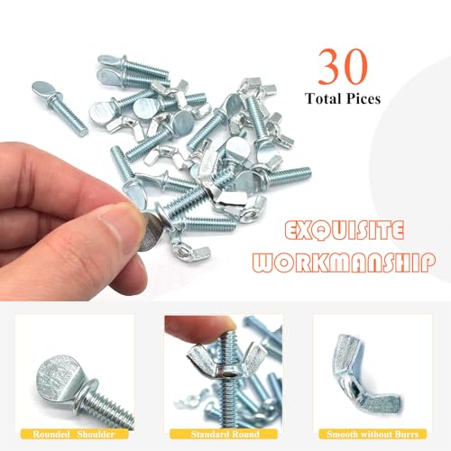 15 Sets 1/4"-20 x1 Thumb Screw Bolts and Wing Nut Kit Zinc Plated Finger Tight Racket Screw and Nut Tool-Free Racket & Sports Equipment Hardware Fitting Fastenings Assortment Kit - size: 15 Sets 1/4"-20 x1" ThumbScrews&WingNuts
