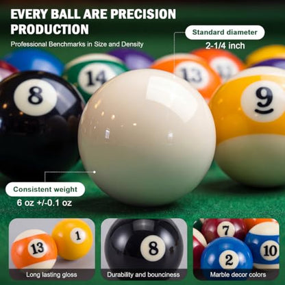 Outus Pool Table Ball Set with Accessories, 16 Billiard Balls 2-1/4" Regulation Set with Triangle & Diamond Rack, Chalk, Gloves & Towel, Spot Stickers, Starter Kit for Game Room & Bar - style: Standard Style