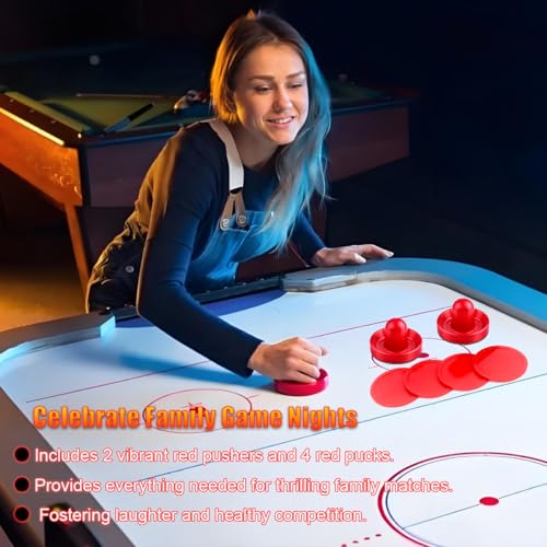 Air Hockey Set - 2 Air Hockey Pushers and 4 Air Hockey Pucks for Game Tables | Replacement Air Hockey Paddles and Pushers | Perfect Accessories for Air Hockey Games (2 Striker, 4Pucks) - size: Small