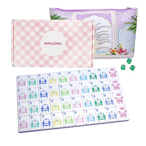 American Mahjong Game Set with Portable Travel Bag, Complete 160 Tiles Including CRAK Suit, 3 Dice, Gift Box – Ideal for Family Game Night, Travel, and Gift Giving